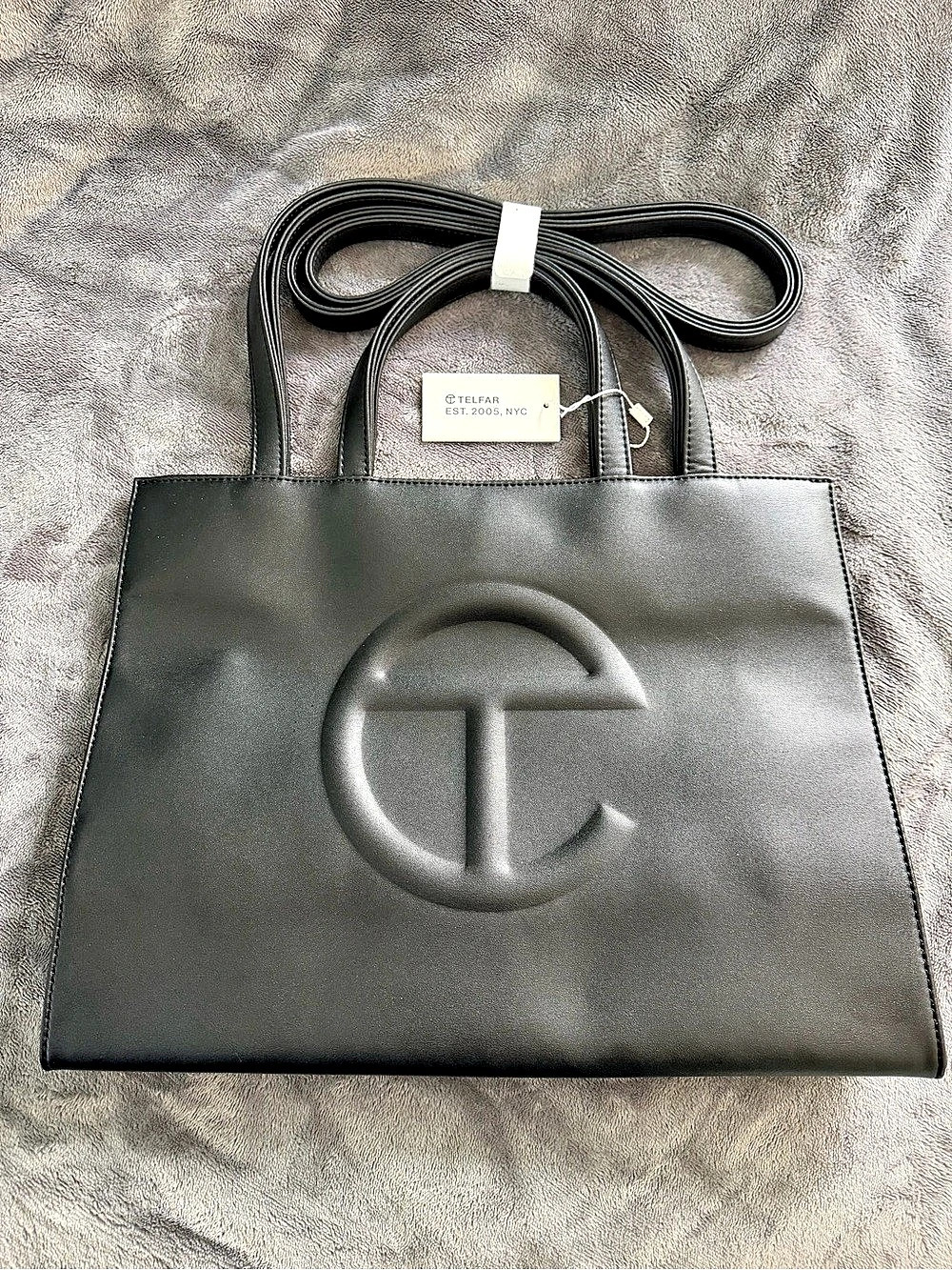 Telfar Medium Black Shopping Bag in Black